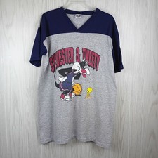 Women's Looney Tunes Sleepshirt Tweety Bird Sylvester OSFA gray blue basketball