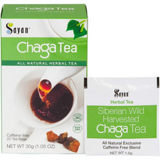Siberian Chaga Mushroom Tea 1.05 Oz / 30G   20 Unbleached Bags, Wild Harvested O