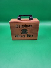Vintage Wooden Telephone Money Box Piggy Bank Coin Saver Novelty Gift Decor