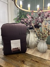 Full/Queen Heavyweight Linen Blend Comforter and Sham Set Dark Fig- Casaluna NEW