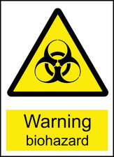 Biohazard Caution Warning Sign Self Adhesive Vinyl Sticker