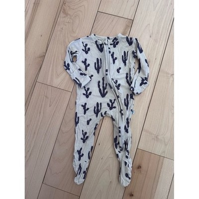 Posh Peanut Cream Footed One-Piece with Navy Cactus Print