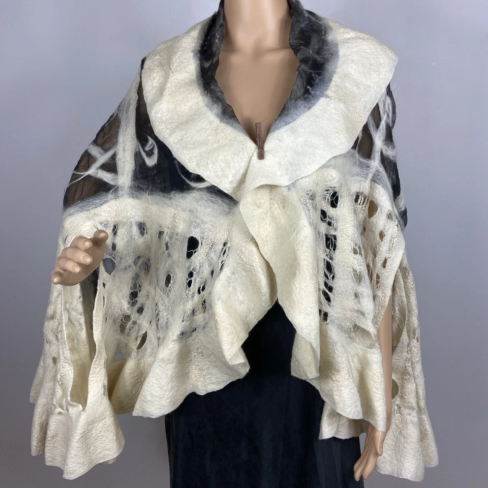 Chaqueta chal de lana y seda Nuno S caprichosa hada bruja Lagenlook envoltura etérea Foto 2 de 4