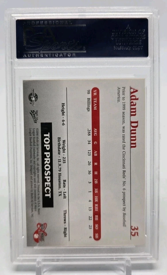 2000 Multi-Ad ADAM DUNN Midwest League Top Prospect PSA 9 Mint (18941861) #35 - Image 4 of 4