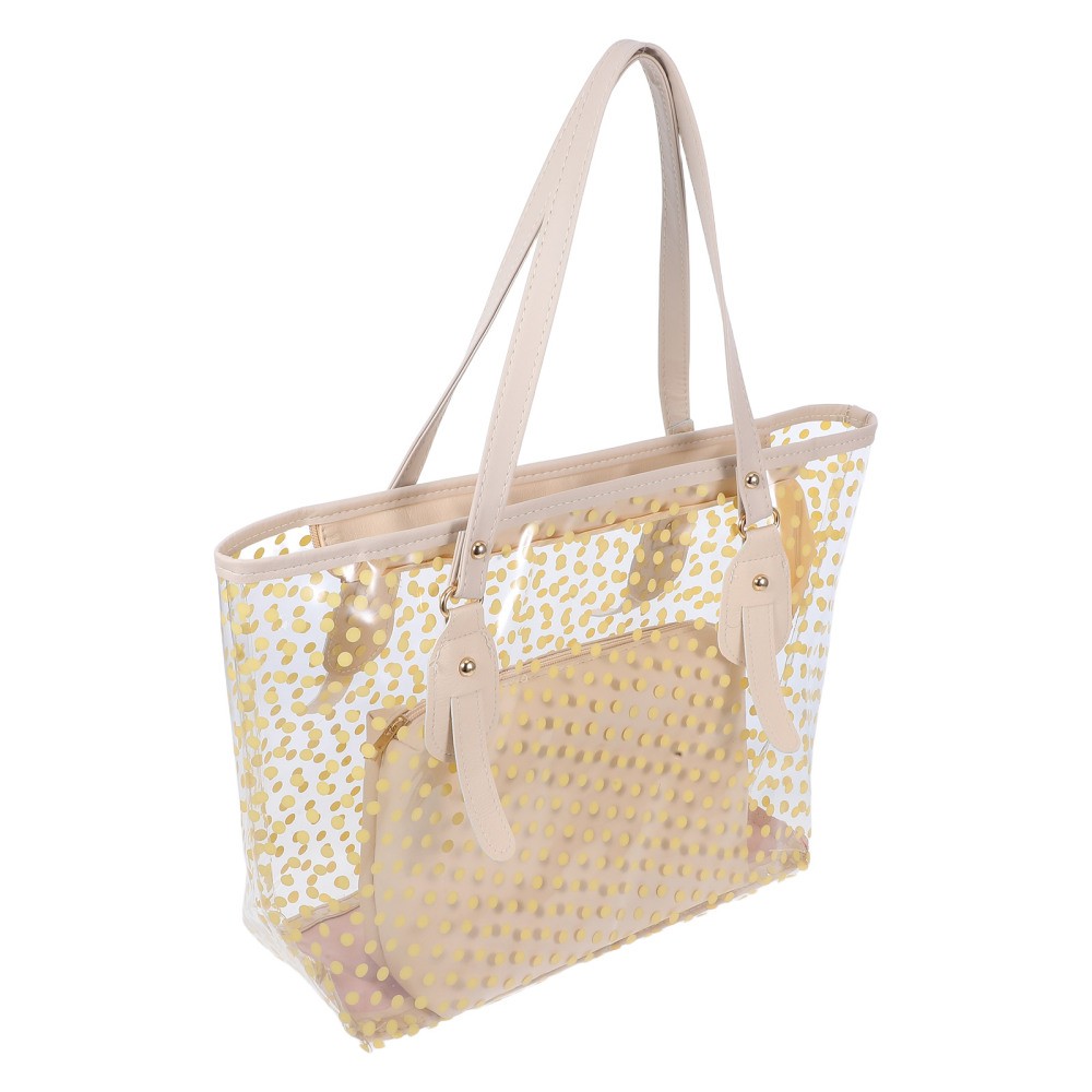 Clear Zipper Shoulder Tote Bag for Women with Stylish Beach Pattern-image
