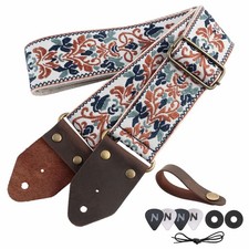 Nefelibata Guitar Strap,Jacquard Embroidery Cotton Guitar Straps with Crazy H...