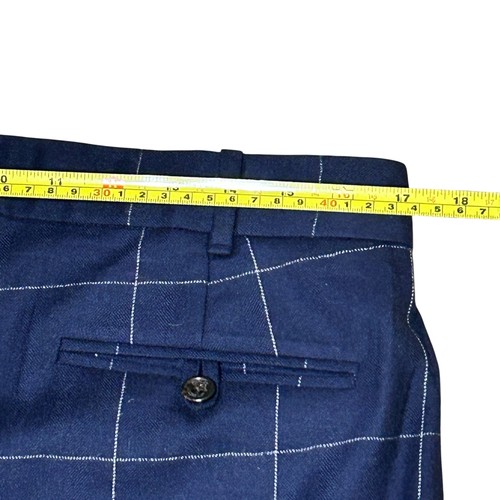 Vintage Polo Golf Ralph Lauren Herren blau kariert 100% Wolle Hose Plissee 34L - Bild 5 von 9