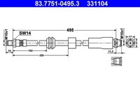 Ate Bremsschlauch 83.7751-0495.3 FüR Bmw E60 E61 5Er Touring 525 Xdrive 530