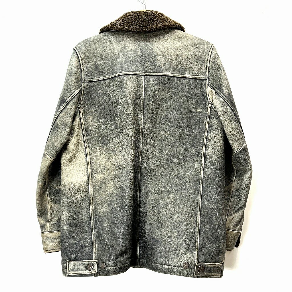 Used] GAP Gap Old Gap Leather Jacket Faded Boa Back Lunch