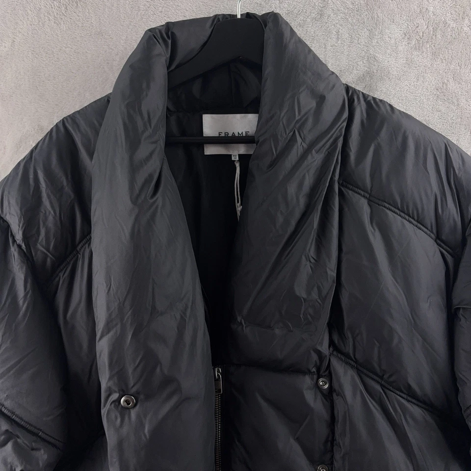 Chaqueta acolchada negra con marco acolchada para mujer talla XS estilo de gran tamaño Foto 3 de 4