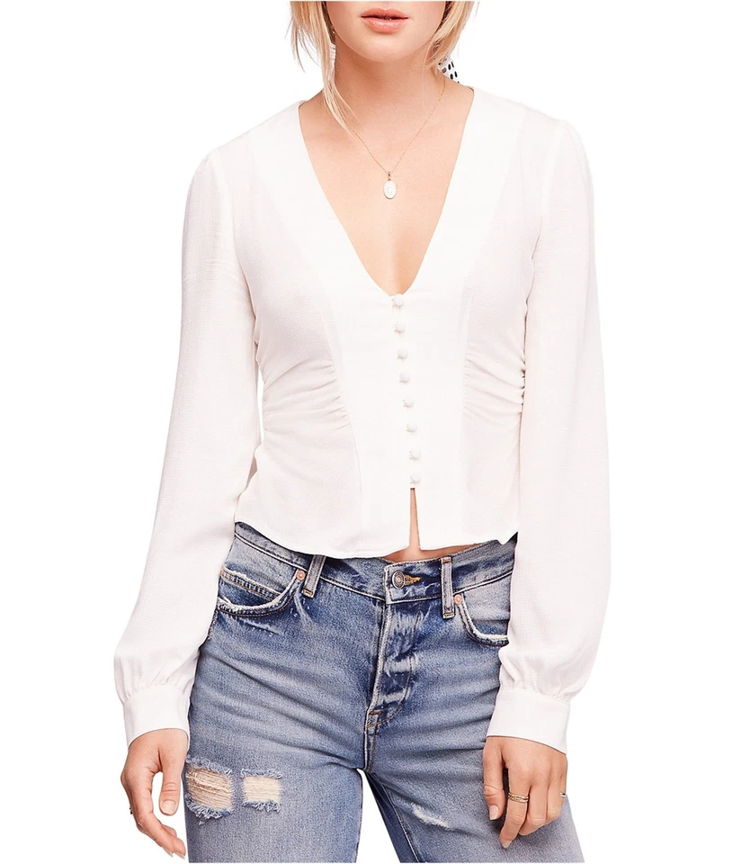 Blusa Free People Mujer Maíz Abotonada, Natural, L