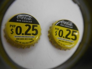 Coca Cola SIN AZUCAR used Bottle Caps from Ecuador