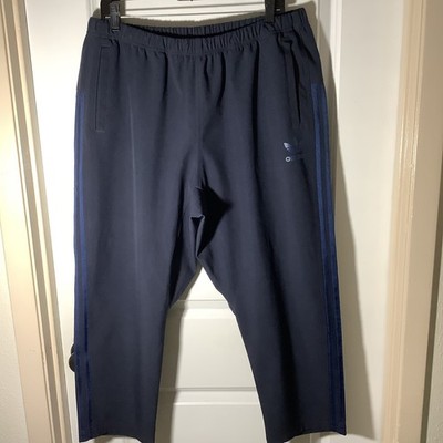 Adidas Originals Cropped Track Pants Mens L/XL Navy Blue 3 Stripe Drawstring