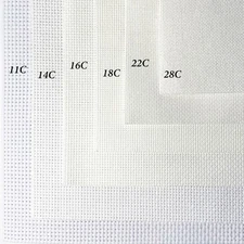 14 16 18 22 11 25 28 COUNT WHITE CROSS STITCH FABRIC AIDA MATERIAL COTTON EASY