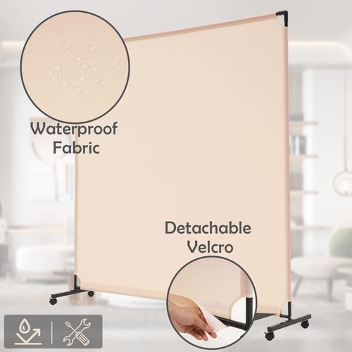 6FT Single Panel Rolling Room Divider, Partition Privacy Screens with Wheels,... - Picture 4 of 7