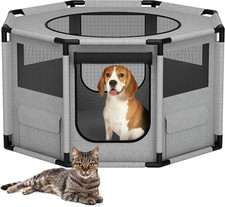 Dog/Cat Crate Playpen Fabric Dog Kennel Pet Cat Cage Breathable Mesh Steel Frame