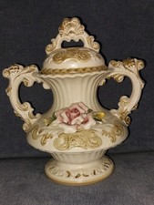 V. Bassano Italia vecchio coperchio vaso sfarzo fiori maiolica ceramica h 22 cm 1319 22