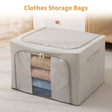 4PCS 24L Folding Storage Box Made of Thick Fabric&Steel Frame Wardrobe Organizer
