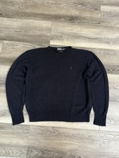 Vintage 90s Polo Ralph Lauren Blue Knit Sweater Crewneck Preppy - Men  s Large