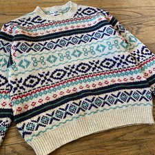 Vintage United Colors of Benetton Shetland Wool Fair Isle Jumper Italy 46 Medium