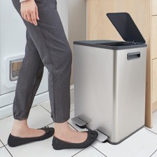 Image of BLACK+DECKER 40 Litre Slimline Pedal Bin with Soft Close Lid, Stainless Steel