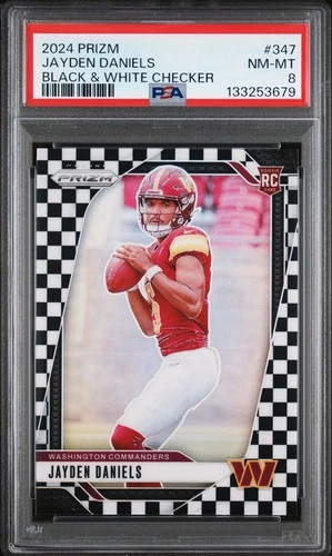 2024 Prizm Jayden Daniels #347 Black & White Checker Rookie Card PSA 8 NM-MINT