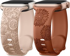 Soft Silicone Strap with Floral Engraving for Apple Watch 38mm 40mm Compatibilit