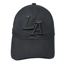 LA Los Angeles Strapback Hat Black One Size Solid Embroidered 6 Panel