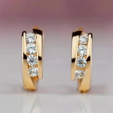 2Ct Round Cut Lab Created Diamond Women's Hoop Earrings 14k Yellow Gold Plated
