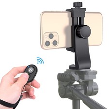 Universal Phone Tripod Mount Adapter with ireless Camera Remote , Cell Black