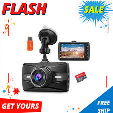 NEW 1080P FHD Dash Cam Front 3" IPS Screen 170 Wide Angle w/32G SD Card