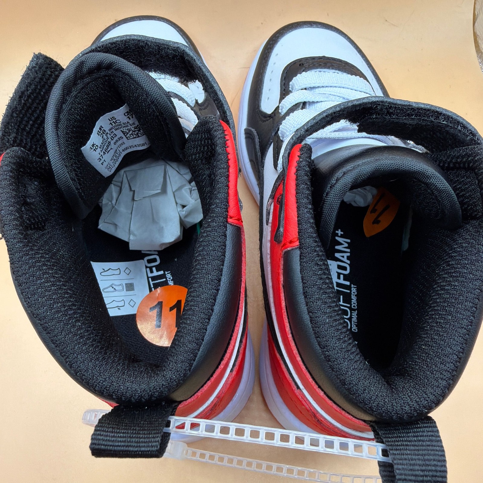 PUMA Rebound Joy AC Toddler Sneakers Black White High Risk Red thumbnail 5