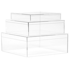 Clear Acrylic Box with Lid Display Box Plastic Square Cube Decorative Storage...