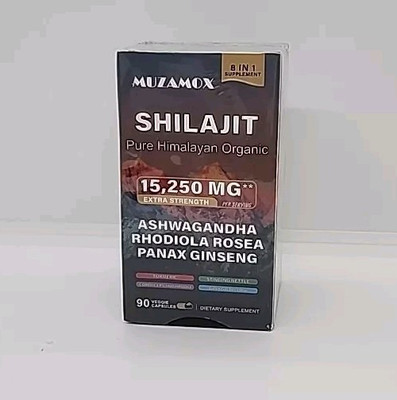 Muzamox Shilajit Pure 100% Himalayan Organic Veg Caps - 15,250mg