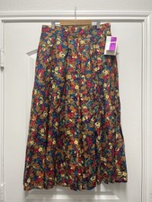 NWT VTG Liz Claiborne Maxi Cotton Twirl Skirt 90s Floral Fall Cottage Core L 14