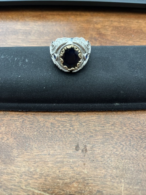 14k Large Mens White Gold Ring 17.2 Grams Total Ring Weight Size 10.5
