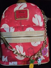 Loungefly Disney Lilo  Stitch Mini Backpack Red White Beige Leaf Print