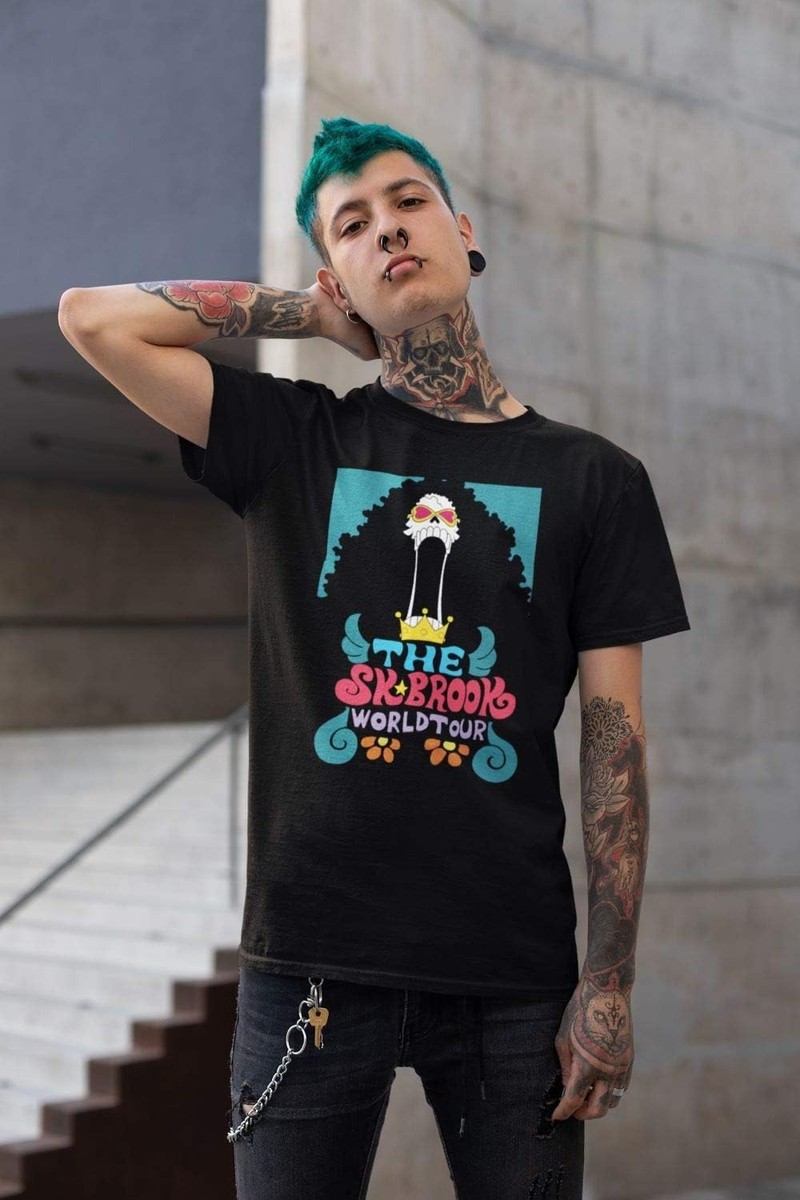 One Piece - Brook World Tour Adult T-Shirt - Black - Officially