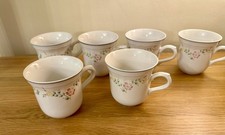 6 x Vintage Genuine Stoneware English Garden Mug  Cup - Floral Design. VGC 