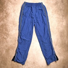 Classic Sports Vintage 90s Windbreaker Pants Blue Ankle Zip Men's Small Striped