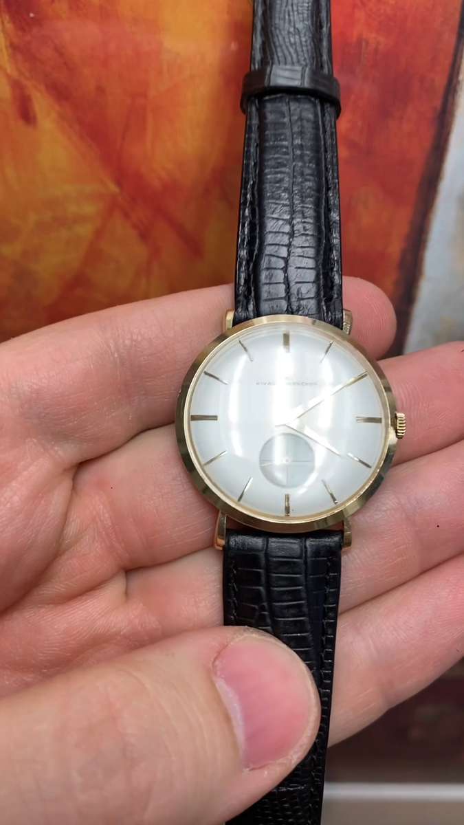 Rare Nivada Grenchen 14K Solid Gold Croton Vintage Swiss Watch