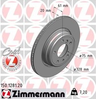 2X Bremsscheibe Coat Z Zimmermann 150.1281.20 FüR BMW E38 E31 7Er 8Er 740 750