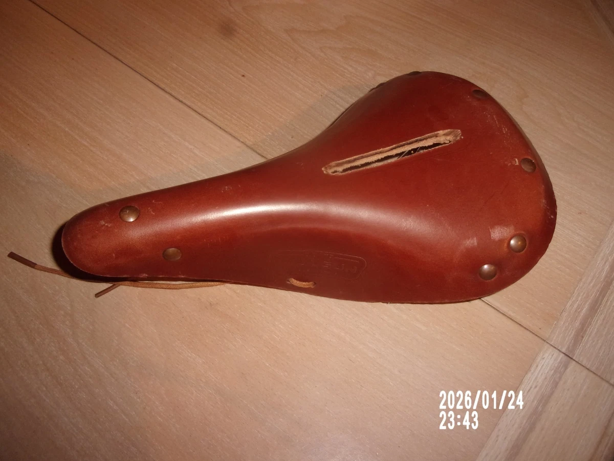 Selle De Vélo Ancienne Torpedo En Cuir - Vintage - Bon état Général