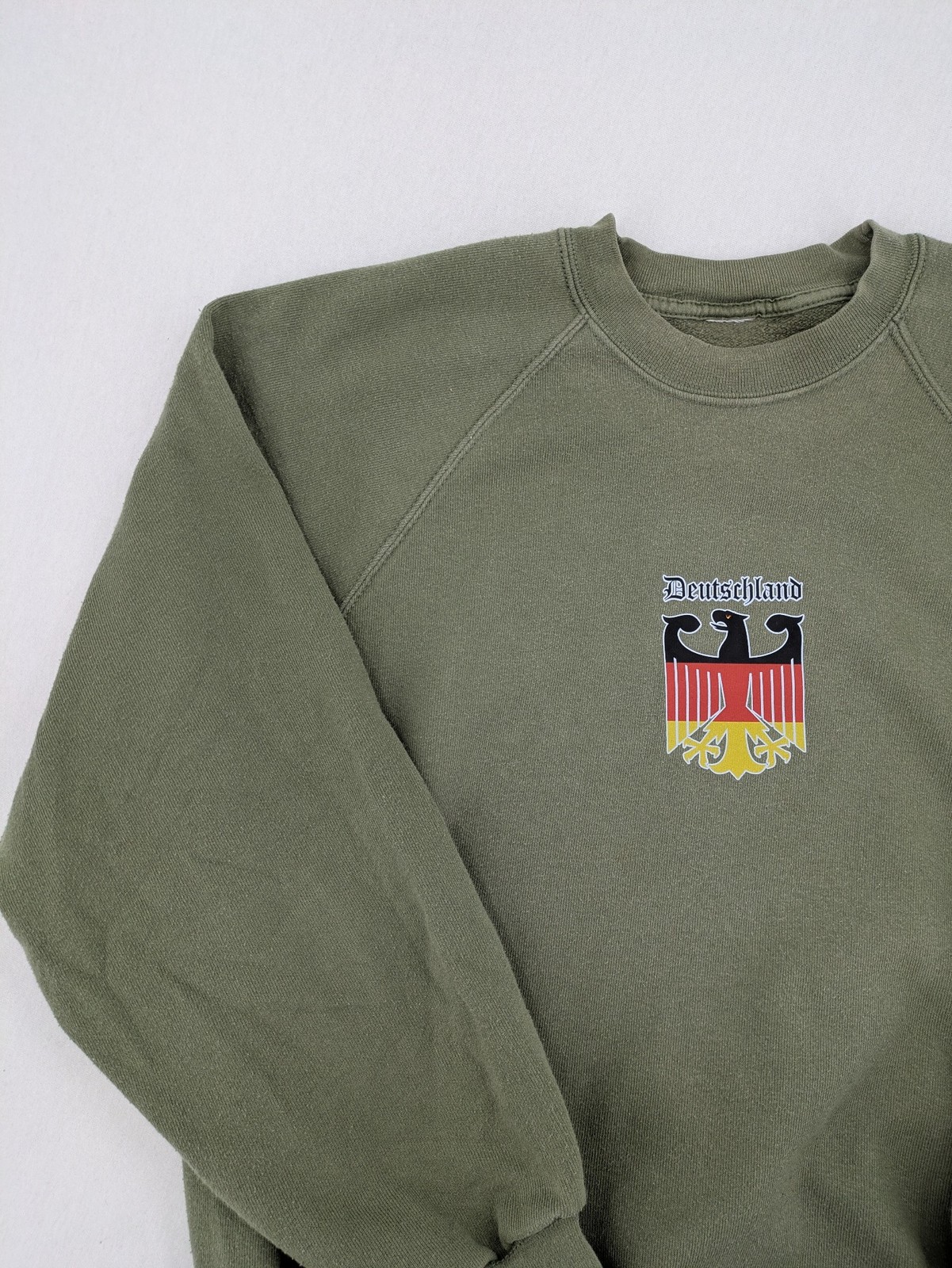 Vintage Deutschland Sweatshirt Herren Gr XL Pullover Wappen Adler Olivgrün image 2