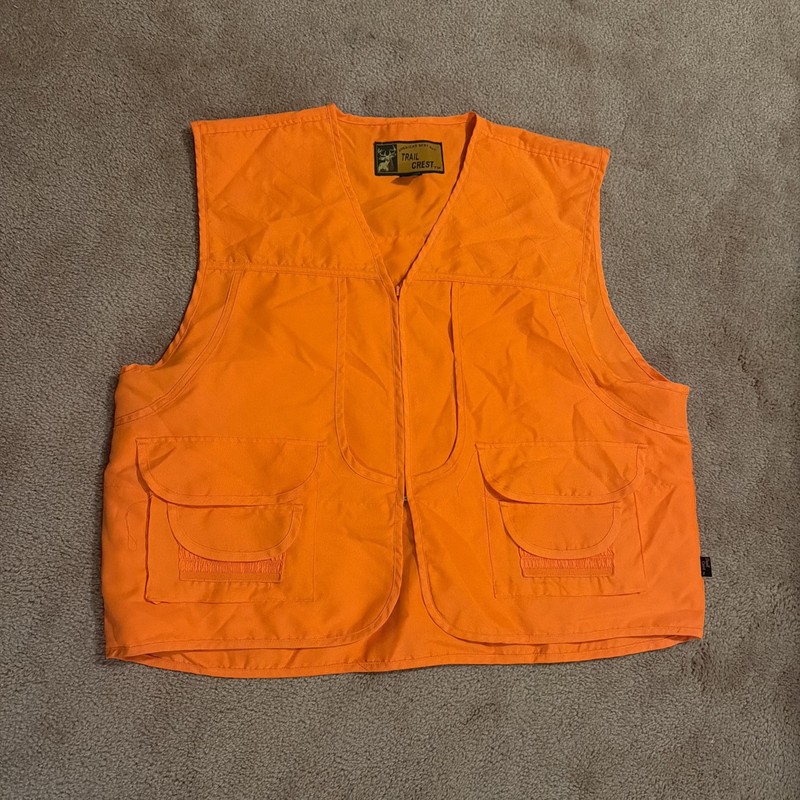Trail Crest Men's Blaze Orange Zip-Up Hunting Vest Sz 3XL Animal Pouch