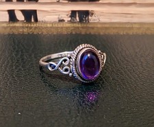 Sterling Silver Oval Amethyst Ring - Decorative Silver Ring 925 Ladies Women