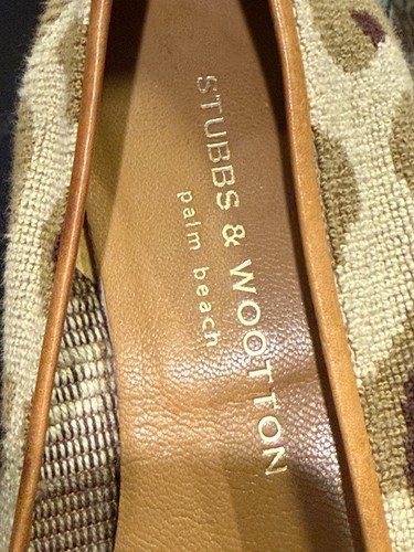 RARO! Scarpe basse mocassini mimetici safari a punta di ago in cotone Stubbs & Wootton 9 AA WOS - Foto 5 di 7