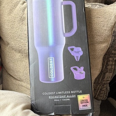 Coldest Limitless Bottle 46oz Stainless Handle Straw Twist Lid Rocketship Purpl
