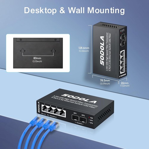 6 Port 2.5G Umanaged Ethernet Switch,4X 2.5GBASE-T Ports,2X 10G SFP, 60Gbps... - Picture 8 of 9
