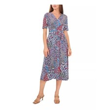 MSK Women's Lisa V-Neck Floral Printed Jersey Dress, Multicolor Size S